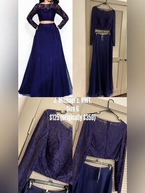 Purple Two-Piece Evening Gown Fits 2/4